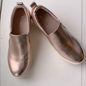 Rose Gold Wedge Sneakers